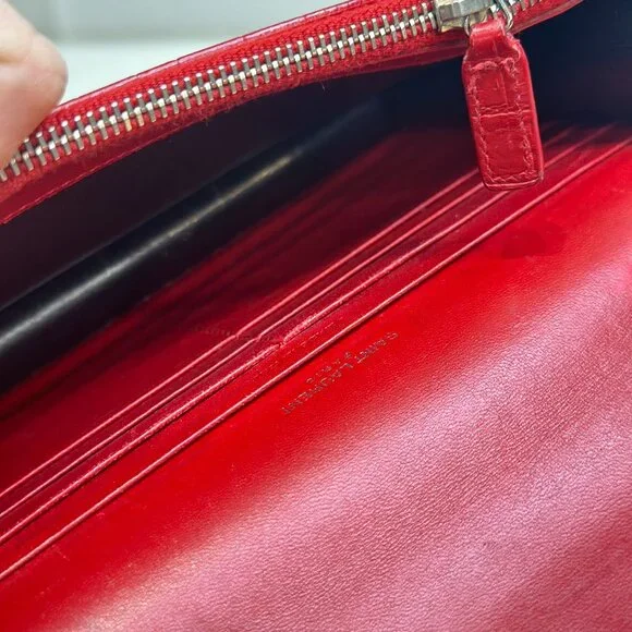 Yves Saint Laurent Red Crocodile Leather Kate Chain Shoulder Bag Crossbody - Picture 5 of 6